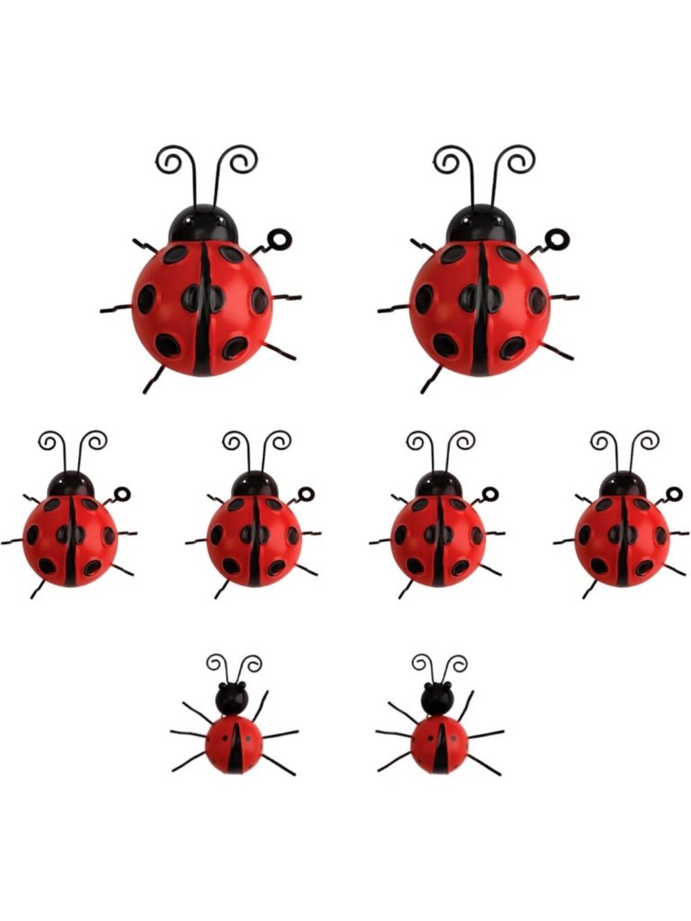 8 Pack Metal Ladybug Wall Decor - Outdoor Garden Art, Iron Insect Sculptures for